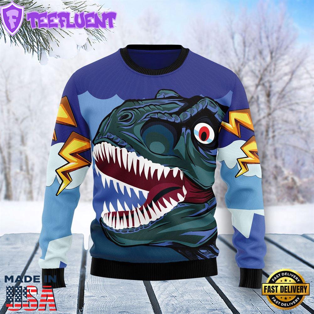 Dinosaur Face Ugly Christmas Sweater