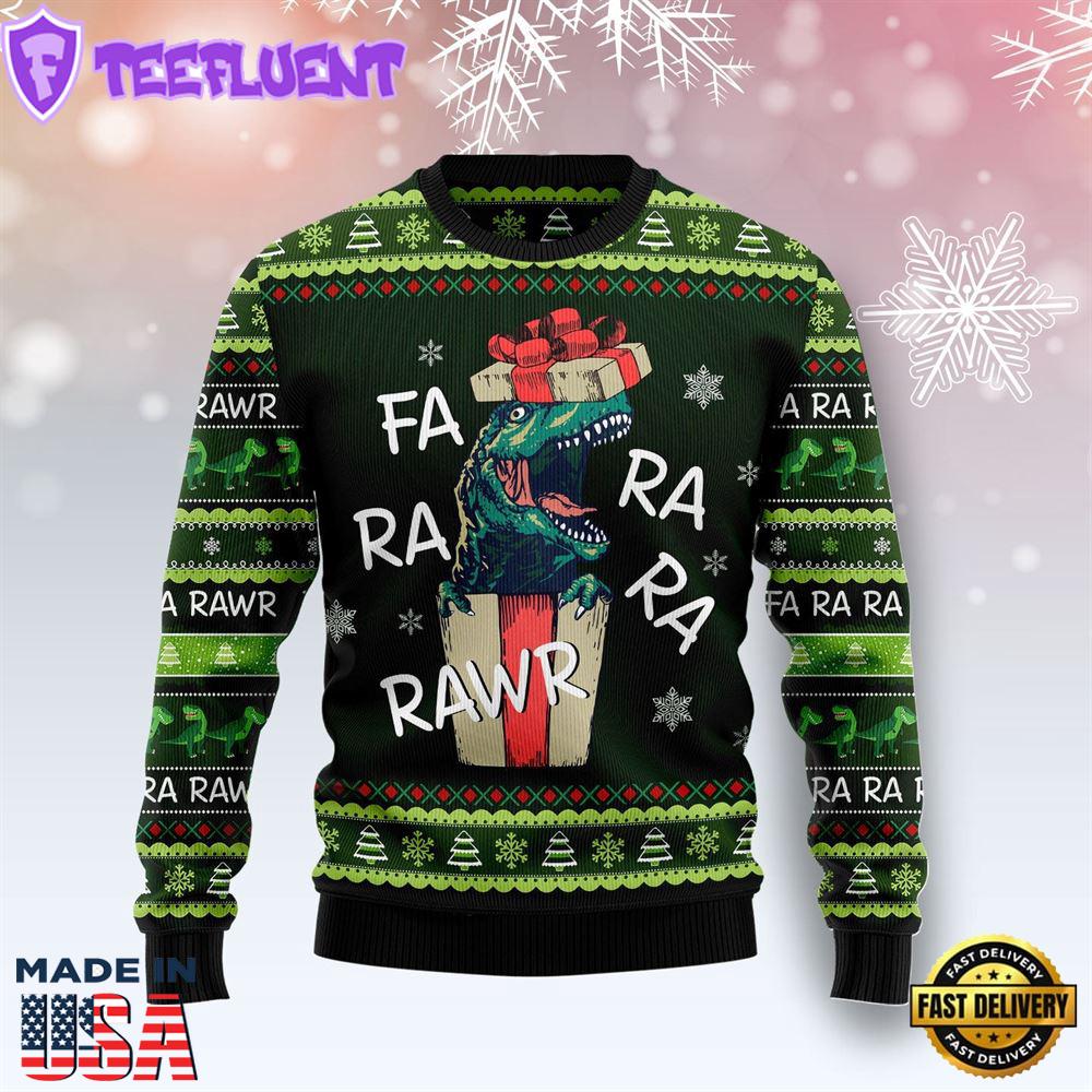 Dinosaur Gift Farararawr Ugly Christmas Sweater