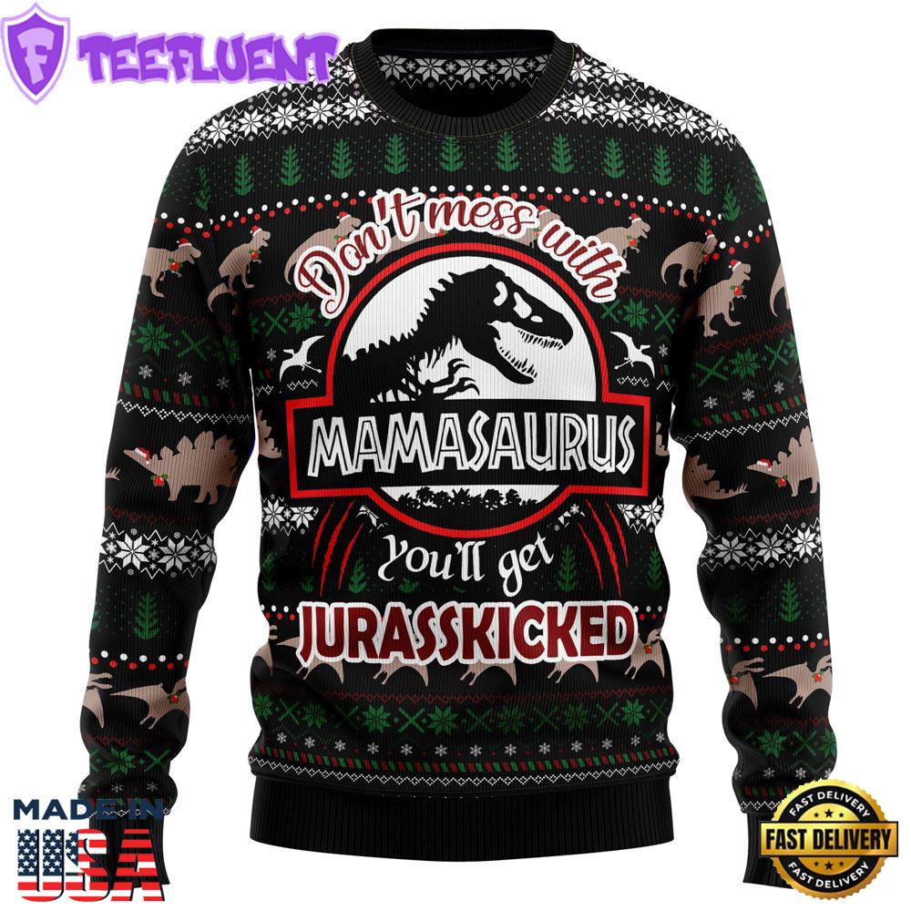 Dinosaur Mamasaurus Ugly Christmas Sweater