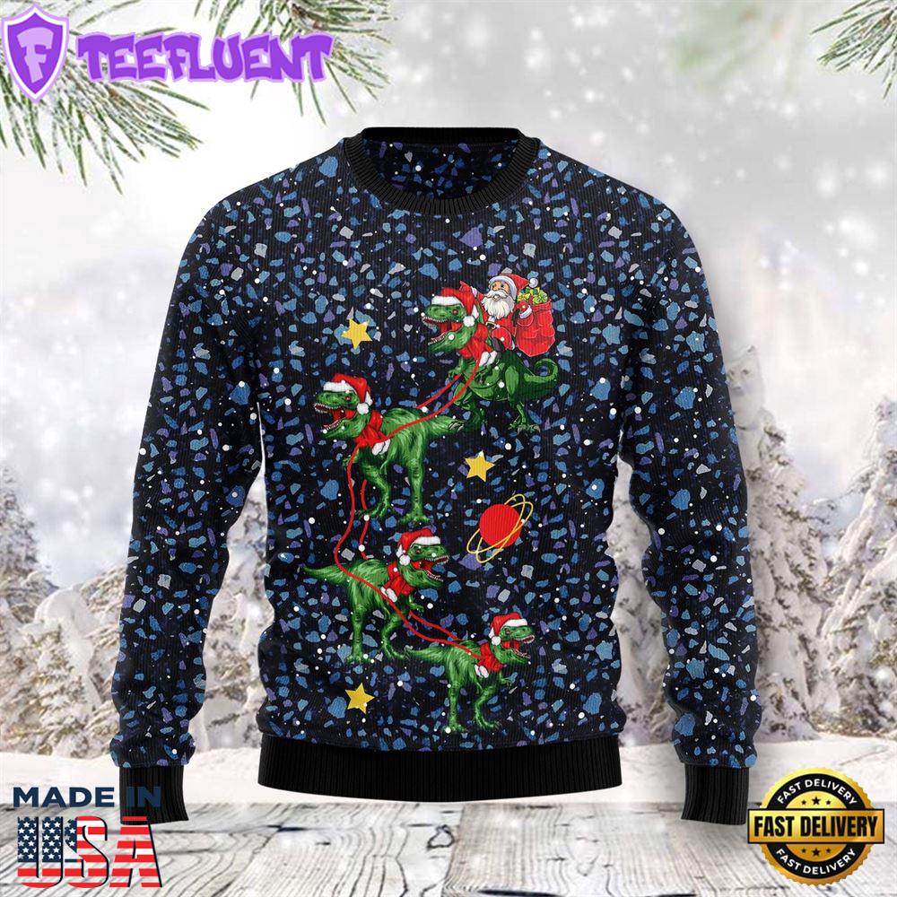 Dinosaur Reindeer Ugly Christmas Sweater
