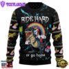 Dinosaur Unicorn Ride Hard Ugly Christmas Sweater