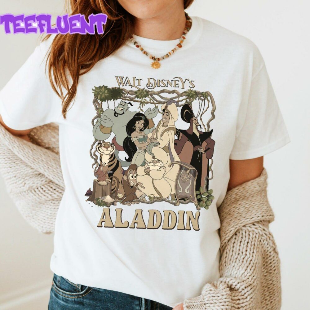 Disney Aladdin Shirt Princess Jasmine Tee Vintage Flying Carpet T-Shirt Disney Vacation