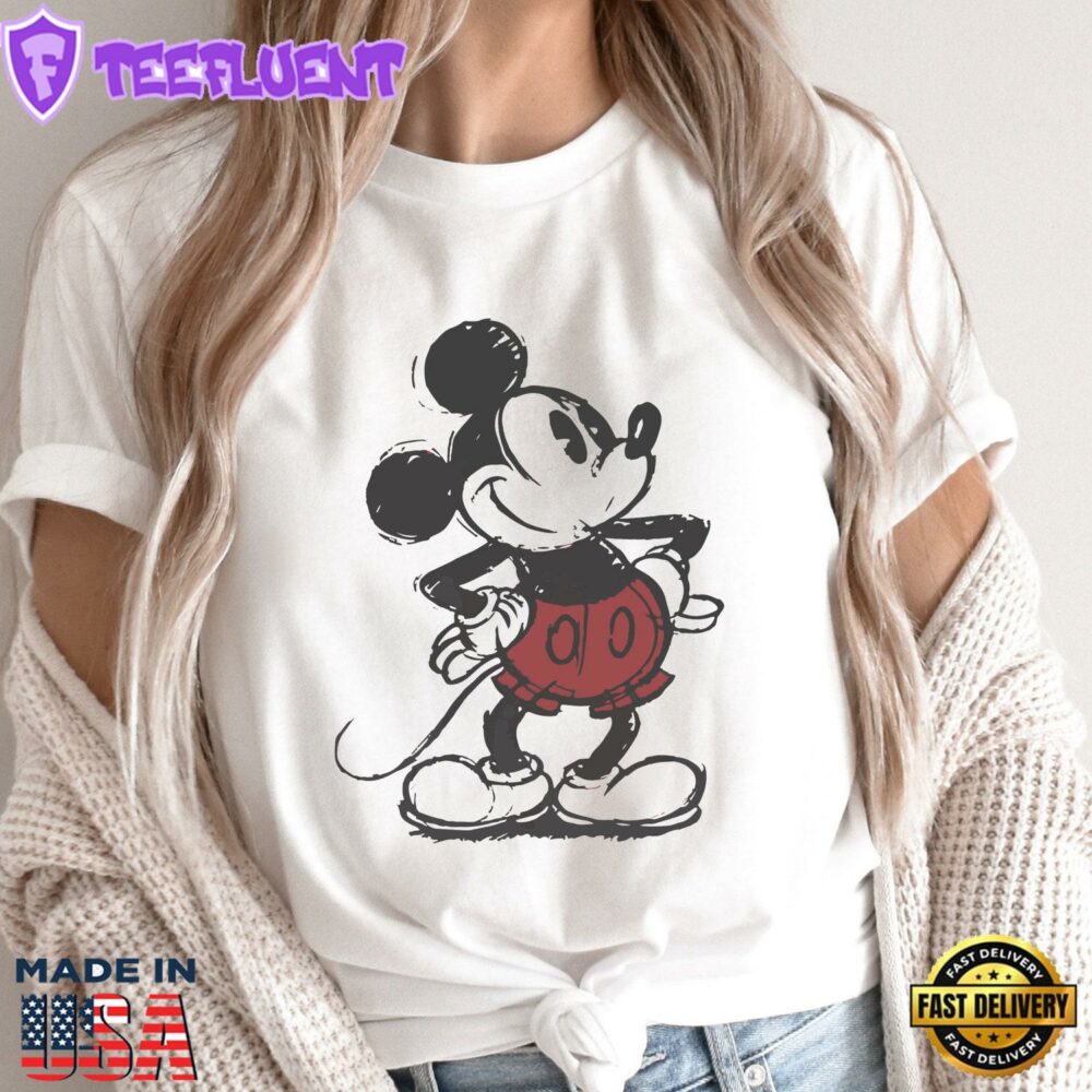 Disney Classic Mickey Mouse Pose T-Shirt Disney Character Tee for Disneyland Vacation