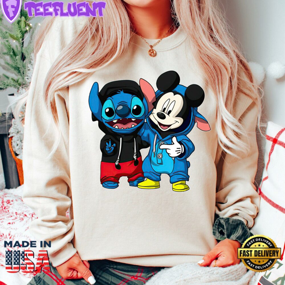 Disney Cute Mickey And Stitch Cosplay Best Friends T-Shirt Lovely Unique Gift