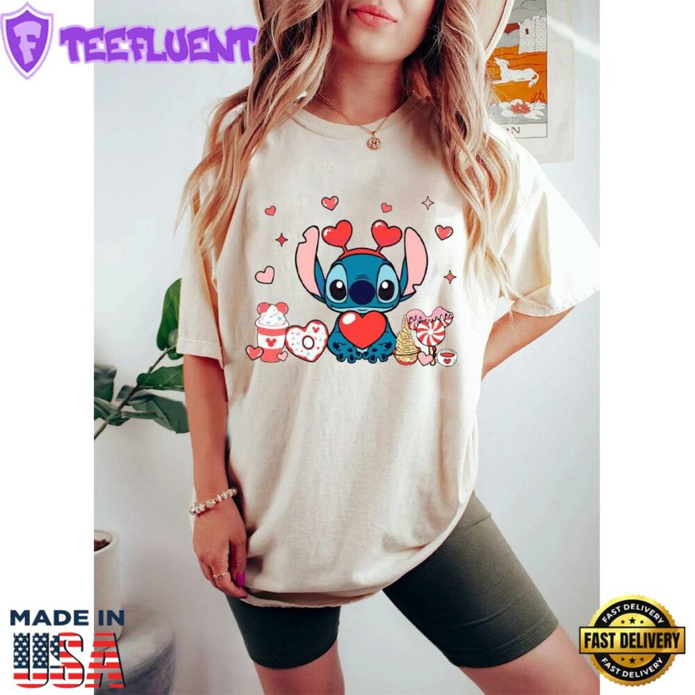 Disney Cute Stitch And Angel Valentines Gift Funny T-Shirt