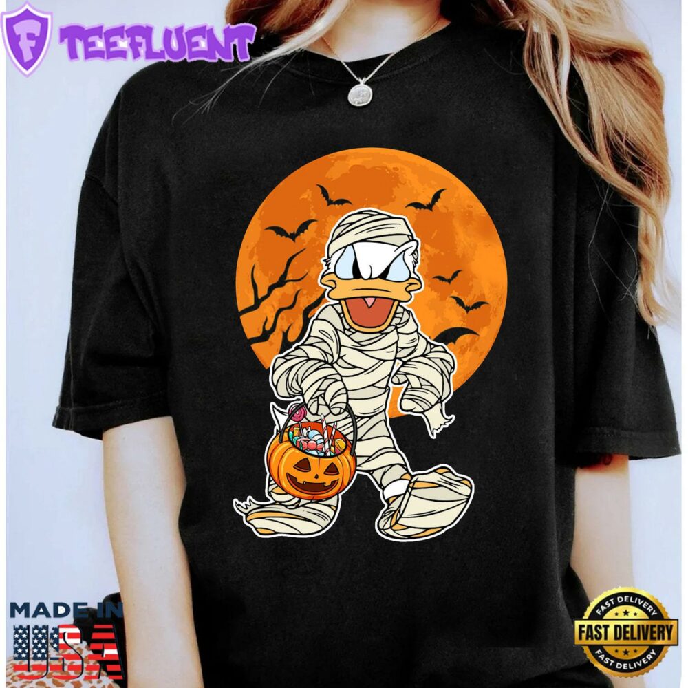 Disney Donald Duck Mummy Pumpkin Lantern Halloween Shirt Disneyland Matching Tee Mickey's Not So Scary