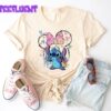 Disney Funny Stitch Wear Minnie Bow T-Shirt Lovely Unique Gift