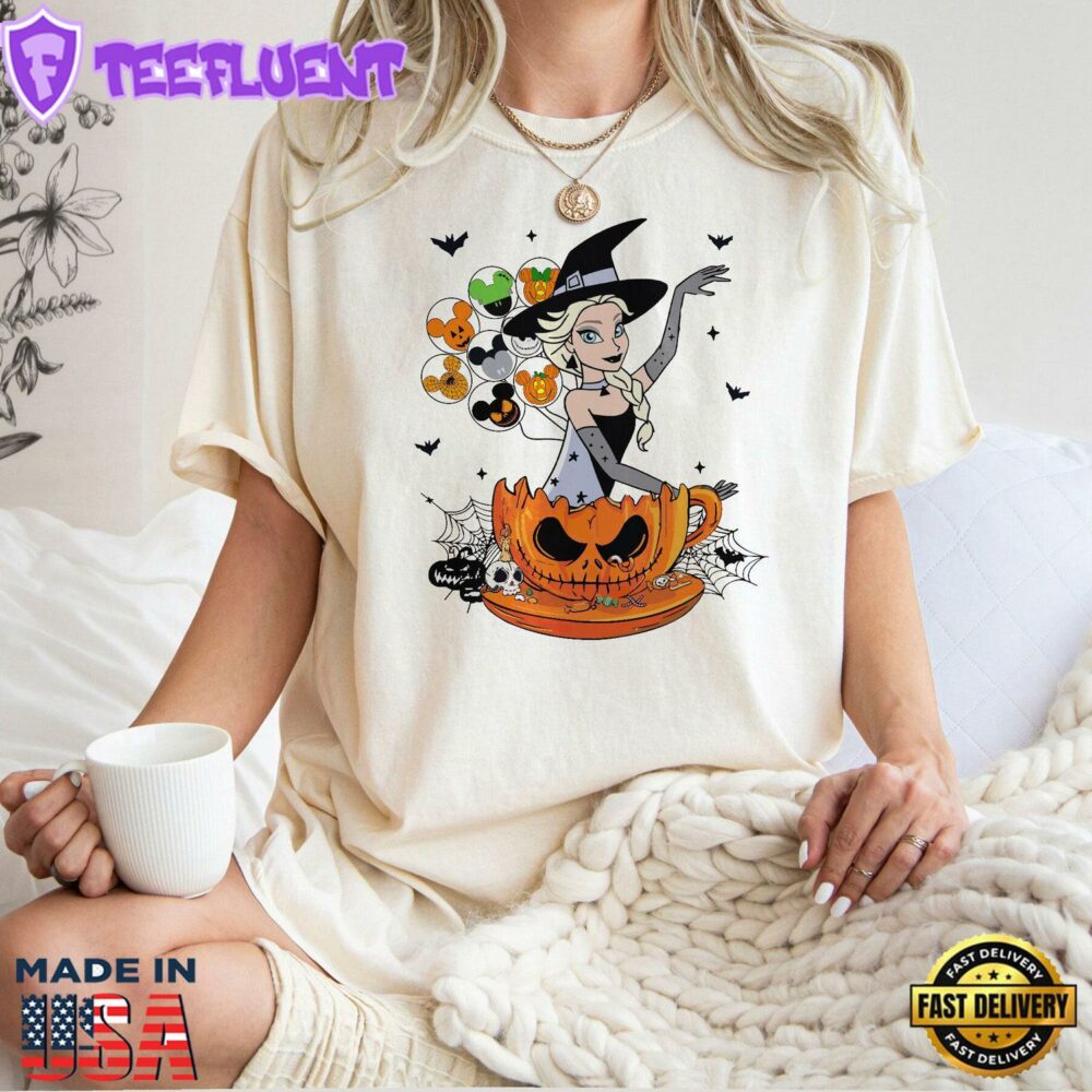 Disney Halloween Princess Elsa Shirt Vintage Disney T-Shirt Halloween Trip Top Unique Disney Halloween Party Tee