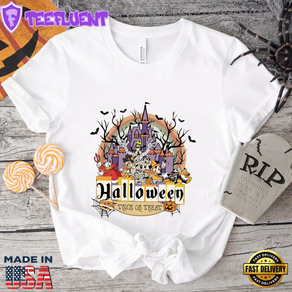 Disney Halloween Shirt Mickey and Friends in Spooky Costumes at Haunted Castle