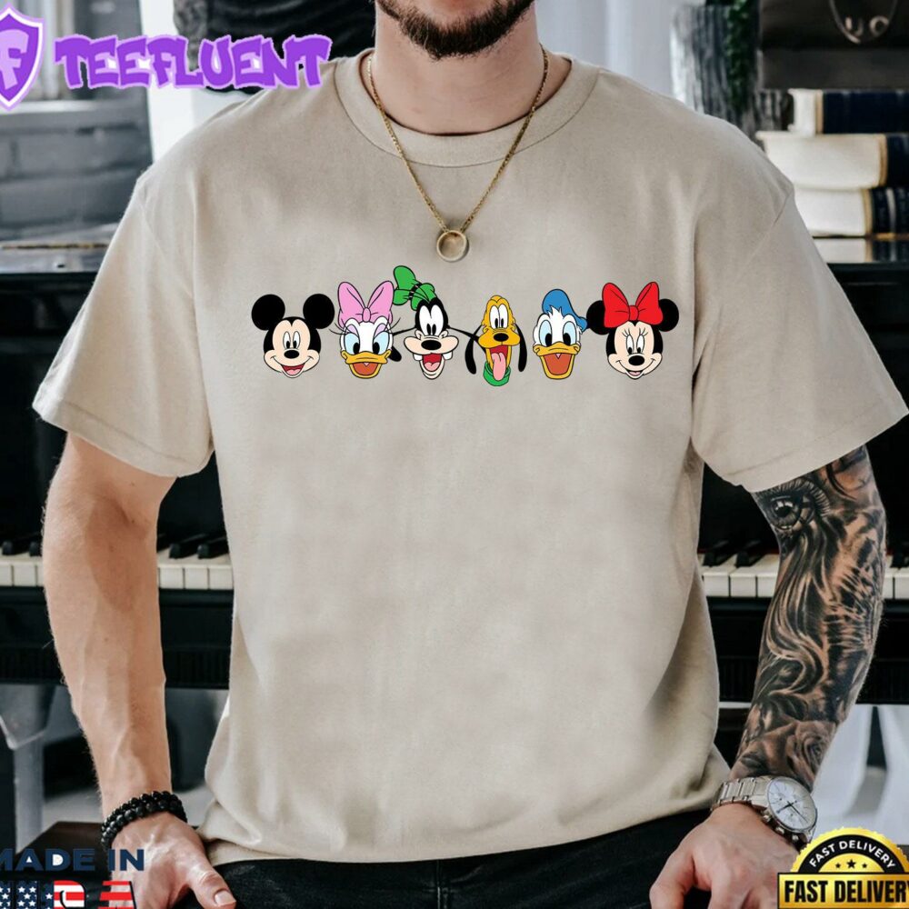 Disney Mickey And Friends Characters Face Portrait T-Shirt Lovely Unique Gift