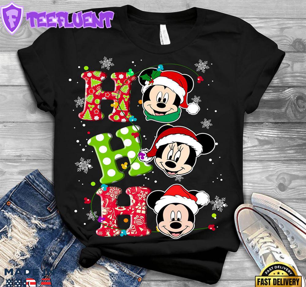 Disney Mickey Mouse And Minnie Mouse Ho Ho Ho Christmas Shirt
