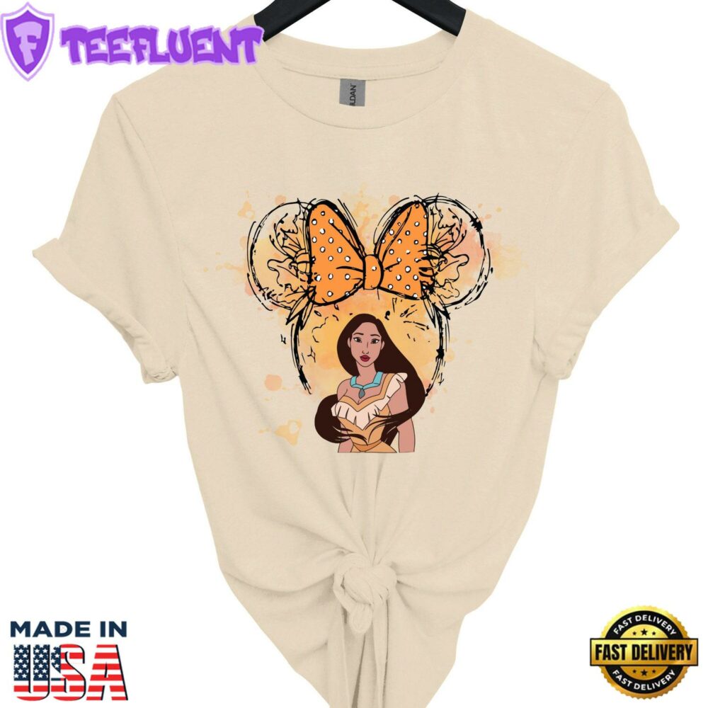 Disney Pocahontas Mickey Ears T-Shirt Watercolor Disney Princess Tee for Girls