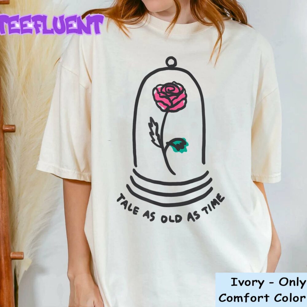 Disney Princess Belle Beauty And The Beast Quote Enchanted Rose Tale As Old As Time T-Shirt