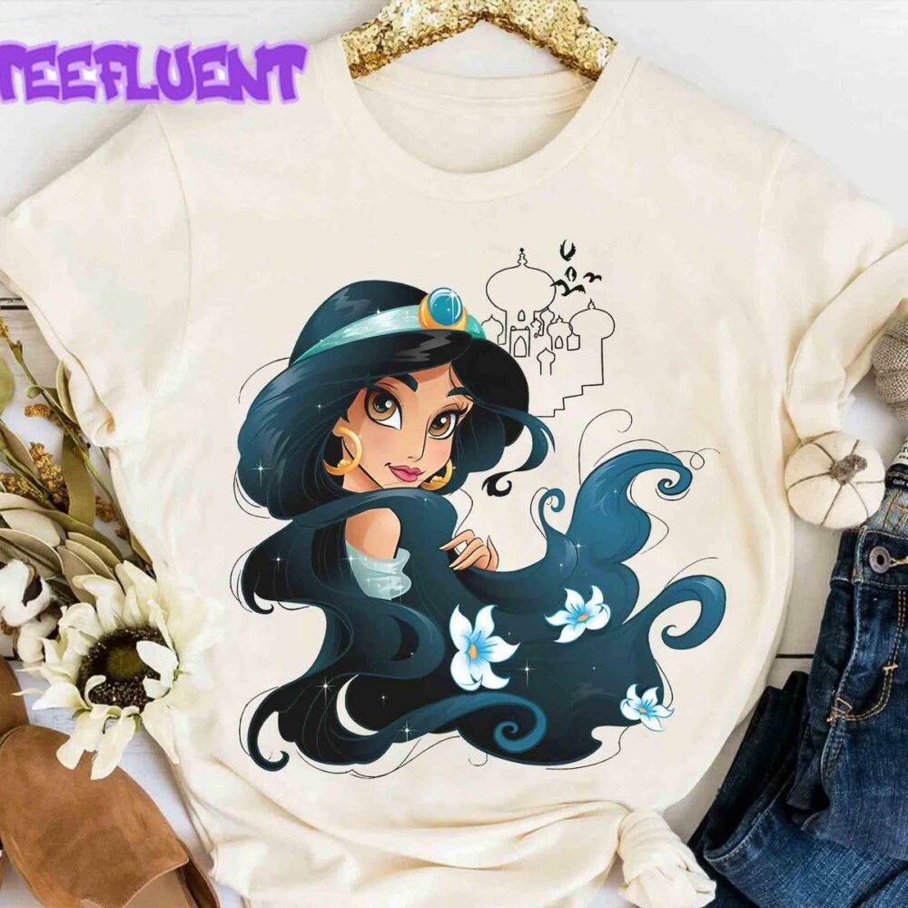 Disney Princess Jasmine Retro T-Shirt Aladdin Matching Tees Magic Kingdom Trip Shirts