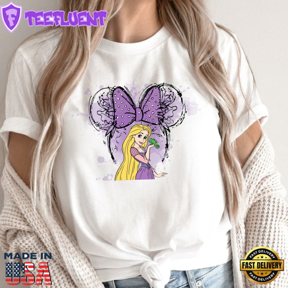 Disney Rapunzel Princess Watercolor T-Shirt Minnie Ears Tee Girls Disney Trip Apparel