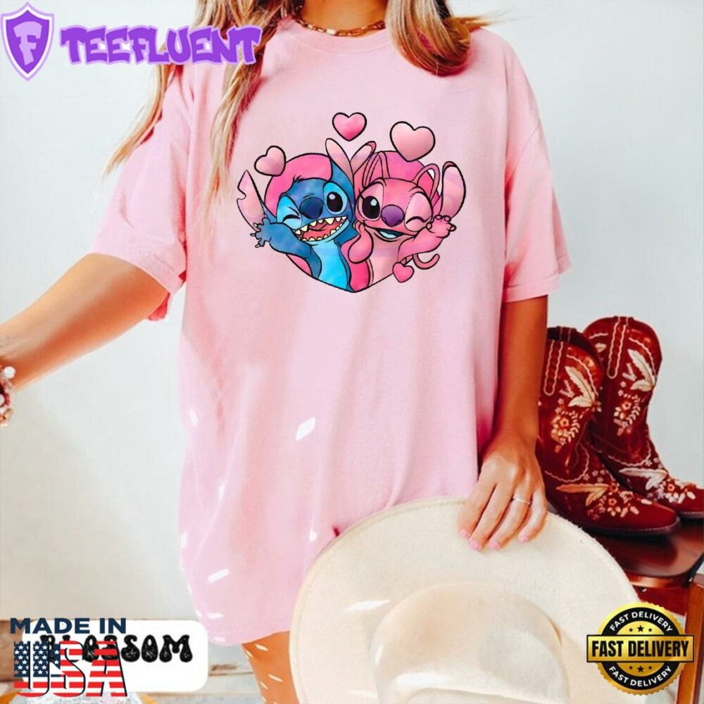 Disney Stitch And Angel Sweet Valentine T- Shirt