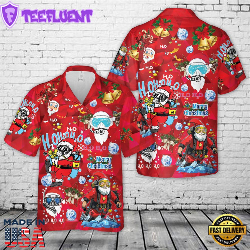 Diving Santa Claus Christmas Hawaiian Shirt