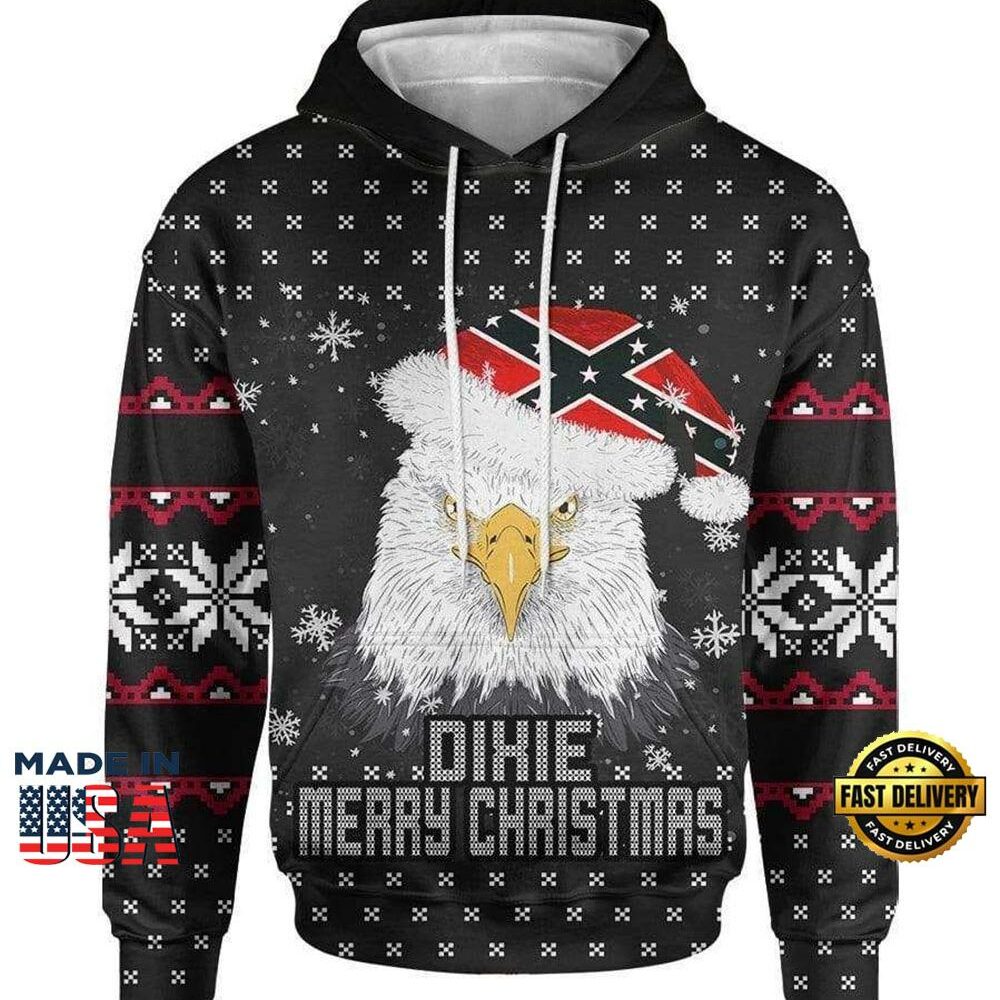 Dixie Merry Christmas Eagle Christmas Hoodie All Over Print