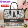 Doberman Pinscher Dog Bior Leather Handbag With Flowers And Butterfly