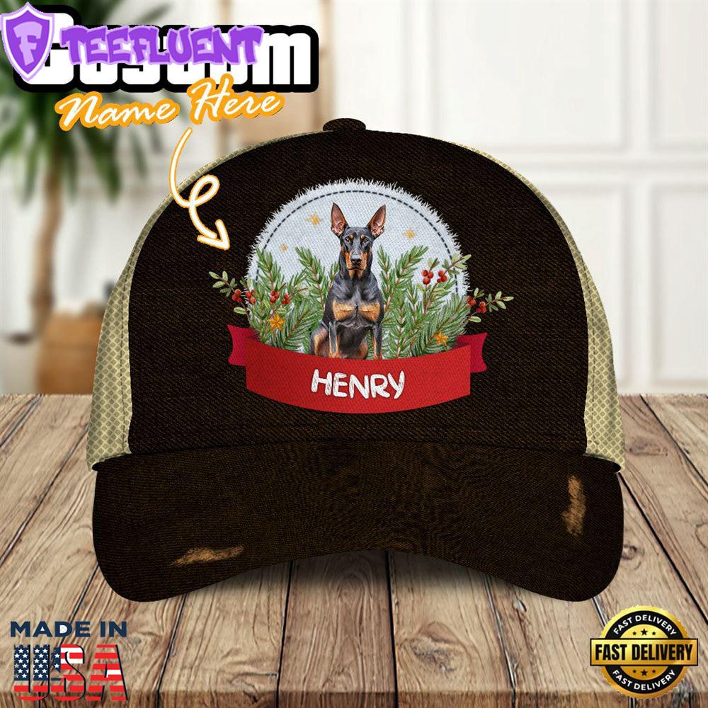 Doberman Pinscher Dog Playful In The Bushes 3D Cap