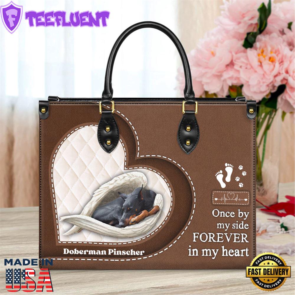 Doberman Pinscher Forever In My Heart Leather Bag