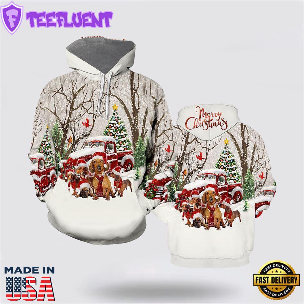 Dog Merry Christmas All Over Print 3D Hoodie