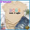 Dogs Books & Coffee Colored Print T-Shirt