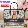 Dogues de Bordeaux Dog Bior Leather Handbag With Flowers And Butterfly