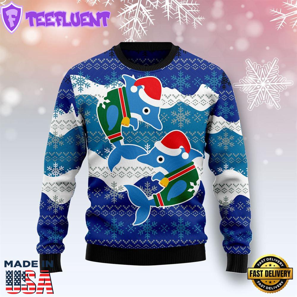 Dolphin Couple Ugly Christmas Sweater