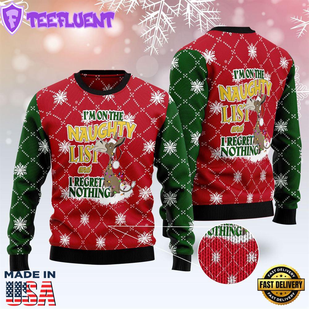 Donkey Naughty List Ugly Christmas Sweater