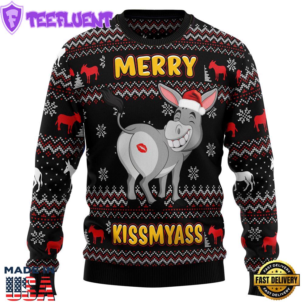 Donkeys Merry Kissmyass Ugly Christmas Sweater