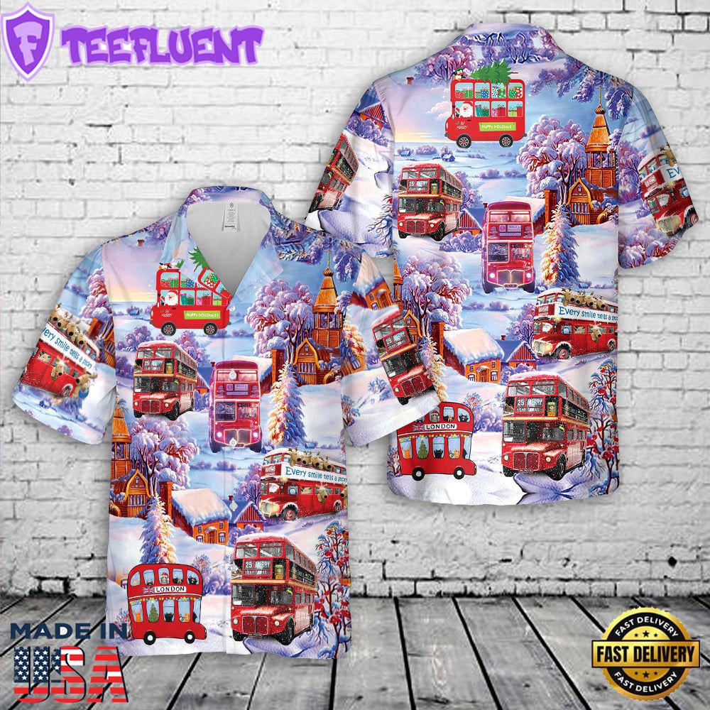 Double Decker Bus Christmas Hawaiian Shirt