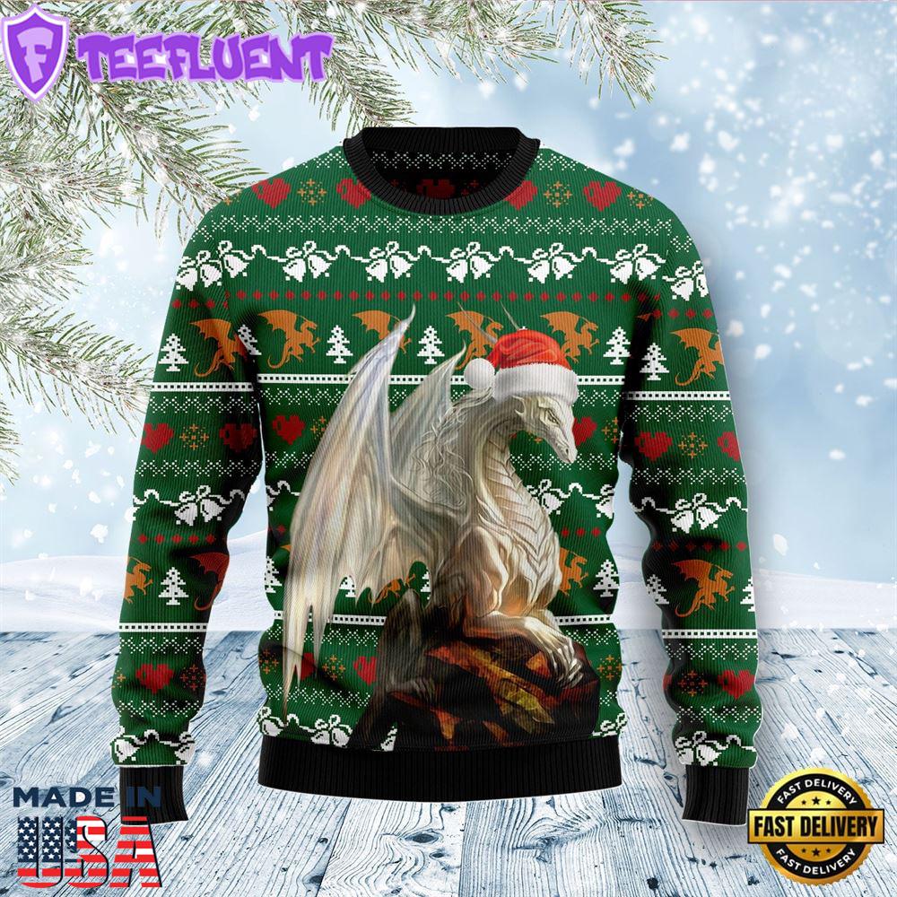 Dragon Nice Pinetree Bell Pattern Ugly Christmas Sweater