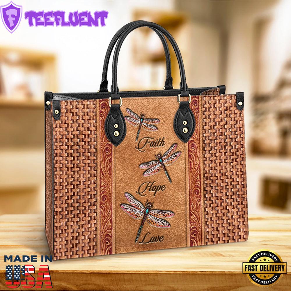 Dragonfly Faith Hope Love Leather Bag Christ Gifts Leather Bags