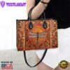 Dragonfly Sunflowers Leather Bag Christ Gifts Leather Bags