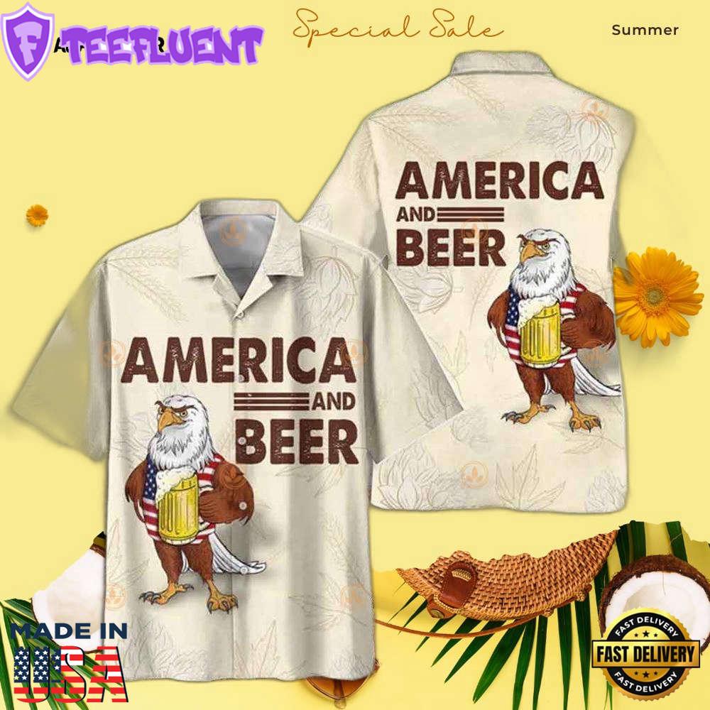 Eagle America And Beer Hawaiian Shirt
