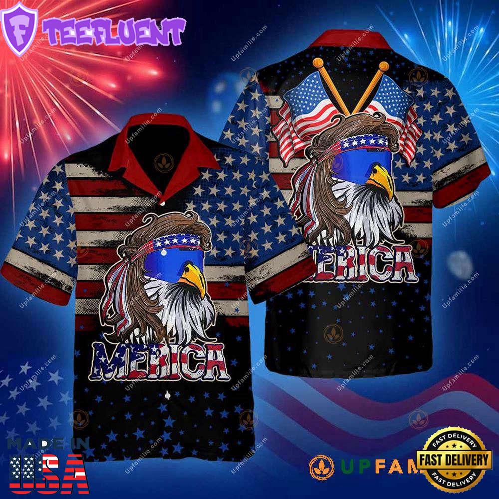 Eagle Hawaiian Shirt Merica Mullet Eagle Independence Day Cool Hawaiian Shirts