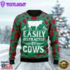 Easily Distracted By Cows Ugly Christmas Sweater
