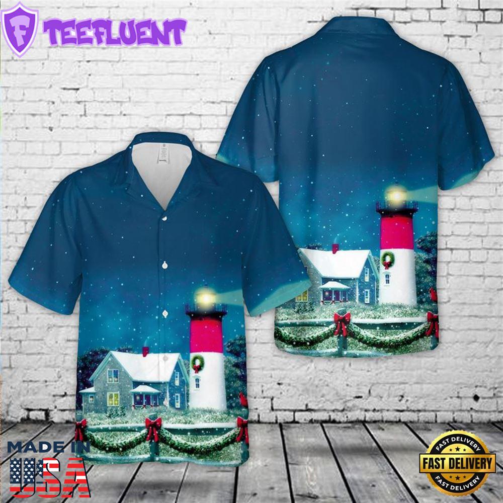 Eastham, Massachusetts, Nauset Lighthouse Christmas Hawaiian Shirt