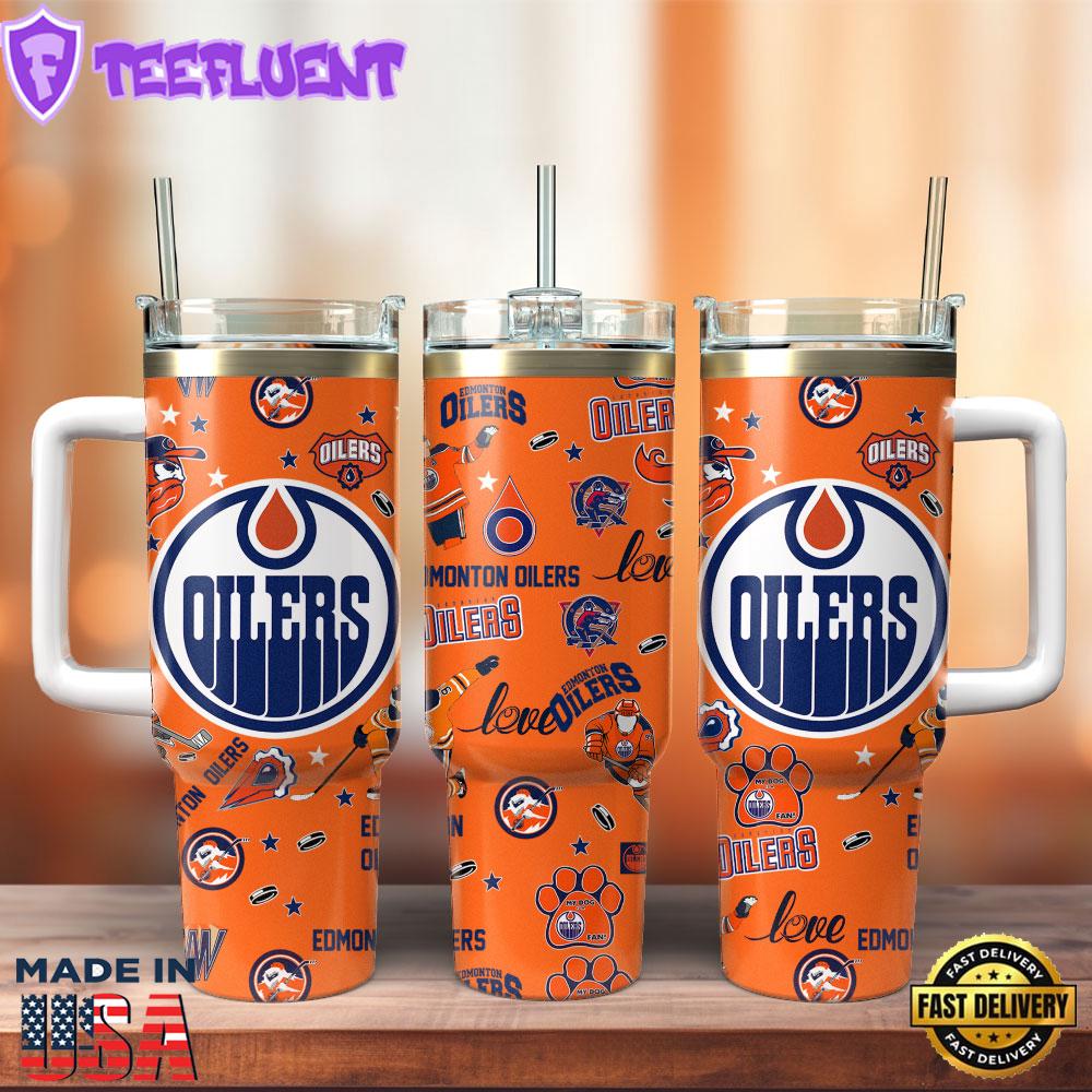 Edmonton Oilers Ice Hockey NHL Sport Custom Stanley Quencher 40oz Stainless Steel Tumbler With Handle