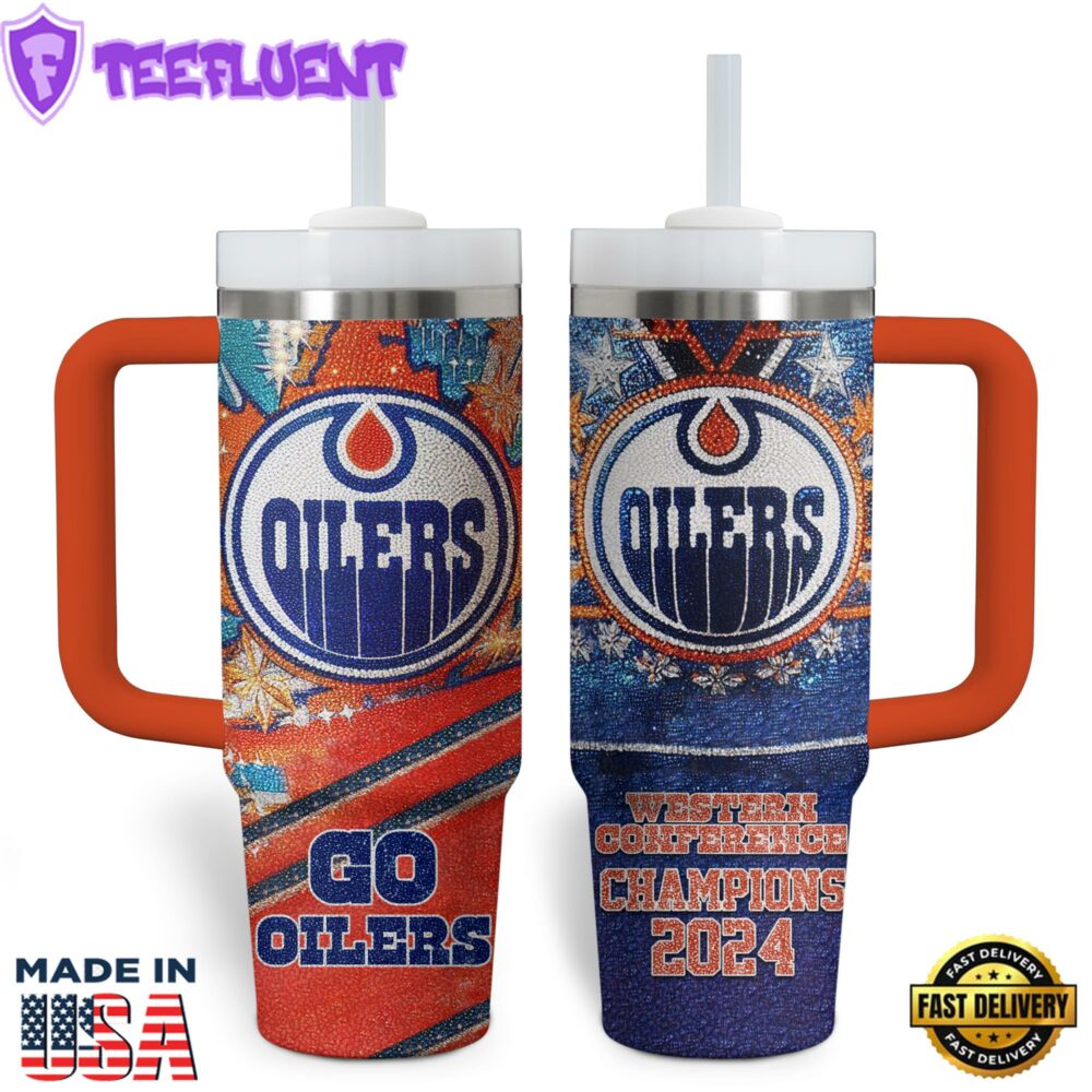 Edmonton Oilers NHL Custom Stanley Quencher 40oz Stainless Steel Tumbler With Handle