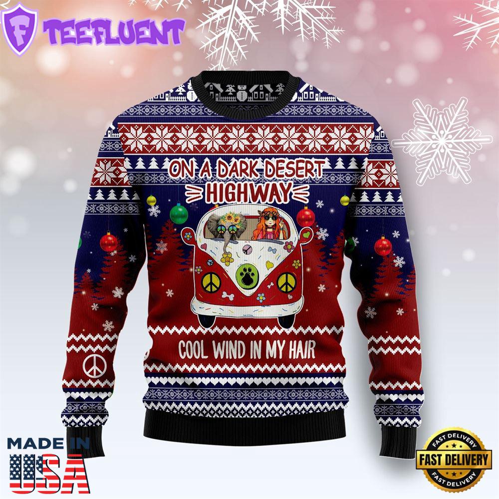 Elephant Hippie Girl Snowflower Pattern Ugly Christmas Sweater