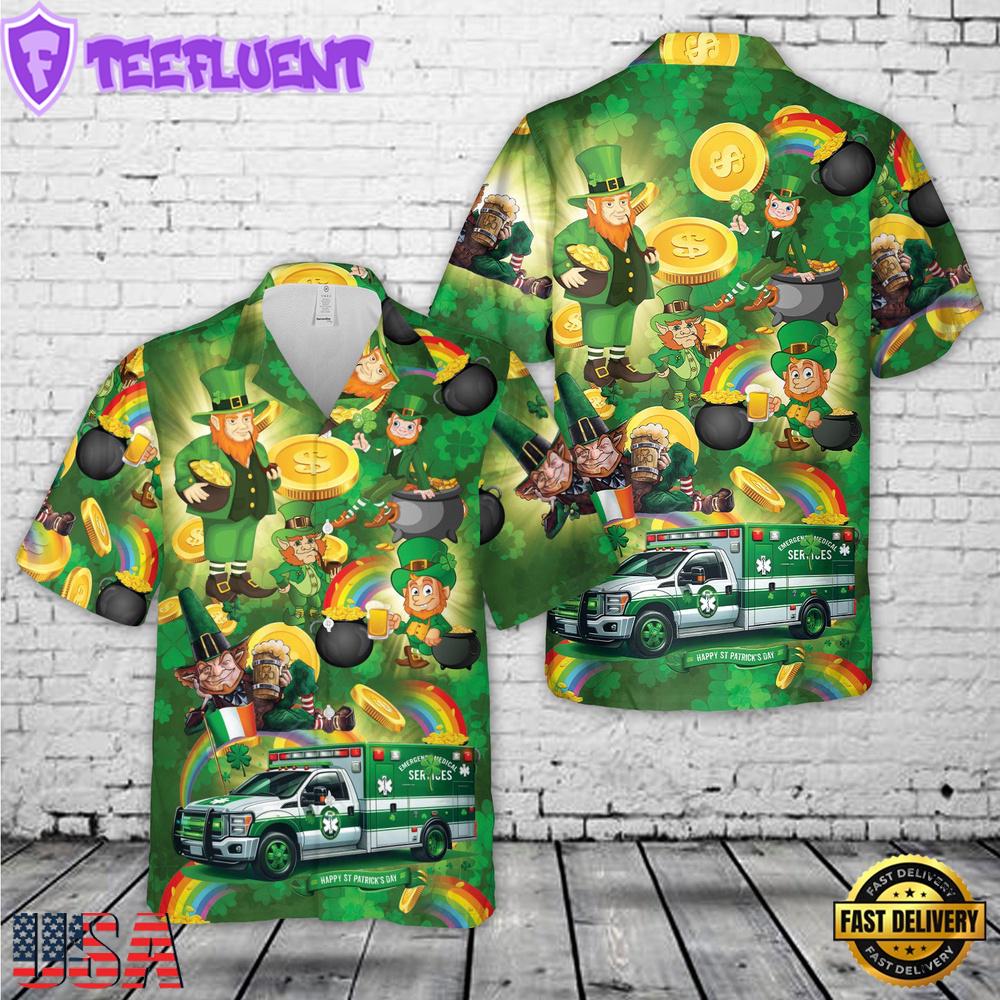 EMS Car St Patrick's Day Hawaiian Shirt