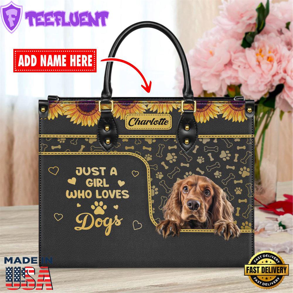 English Cocker Spaniel Dog Just A Girl Who Loves Dogs Leather Handbag