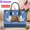English Cocker Spaniel Dog Lover Leather Bag With Daisy Flowers
