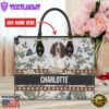 English Springer Spaniel Dog Bior Leather Handbag With Flowers And Butterfly