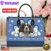 English Springer Spaniel Dog Lover Leather Bag With Daisy Flowers