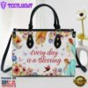 Every Day Is A Blessing Leather Handbag With Handle Christ Gifts Leather Bags