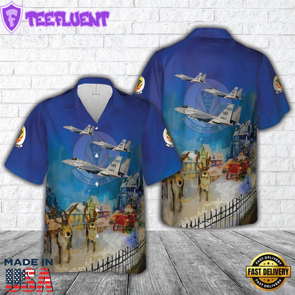 F-15C 199th FS Hawaii Air National Guard Christmas Hawaiian Shirt