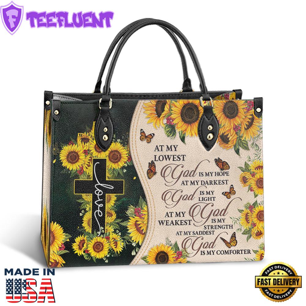 Faith God Is My Light 2 Leather Bag Christ Gifts Leather Bags